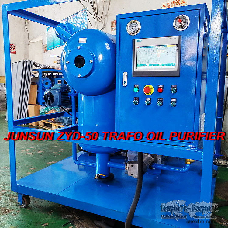 JUNSUN ZYD-50 PLC&HMI Controlled 3000 L/HR Transformer Oil Treatment Plant
