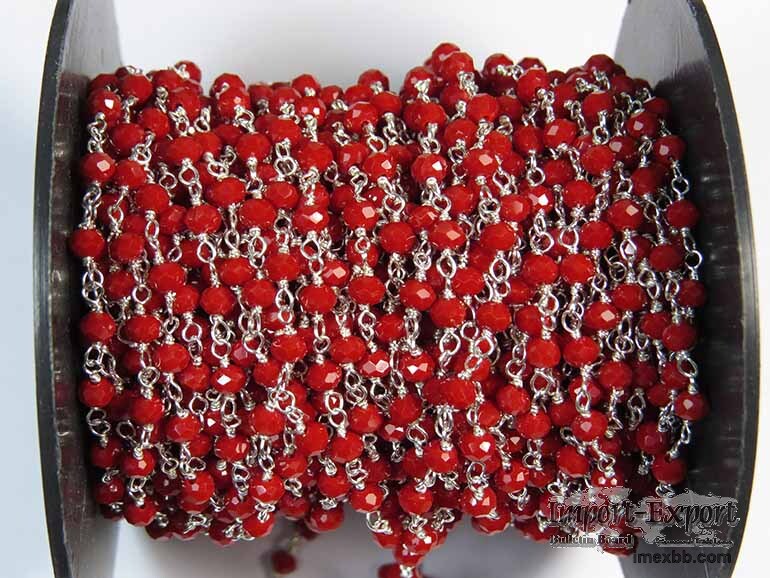 Fresh Water Pearl 3 MM Beads Wire Wrapped Rosary Style Chain