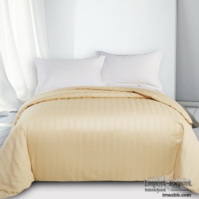 High Quality White 100% Combed Cotton Hotel Customized Stripe Duvet Cover