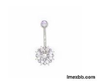 Purple Crystal Body Piercings Jewellery Round Belly Button Rings 316 Stainl