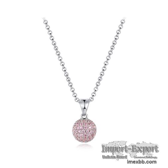 Colorful Ball 925 Silver CZ Pendant AAA Grade Rhodium Plating