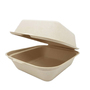 6 Inch Pulp Paper Biodegradable Bagasse Takeout Clamshell Burger Box