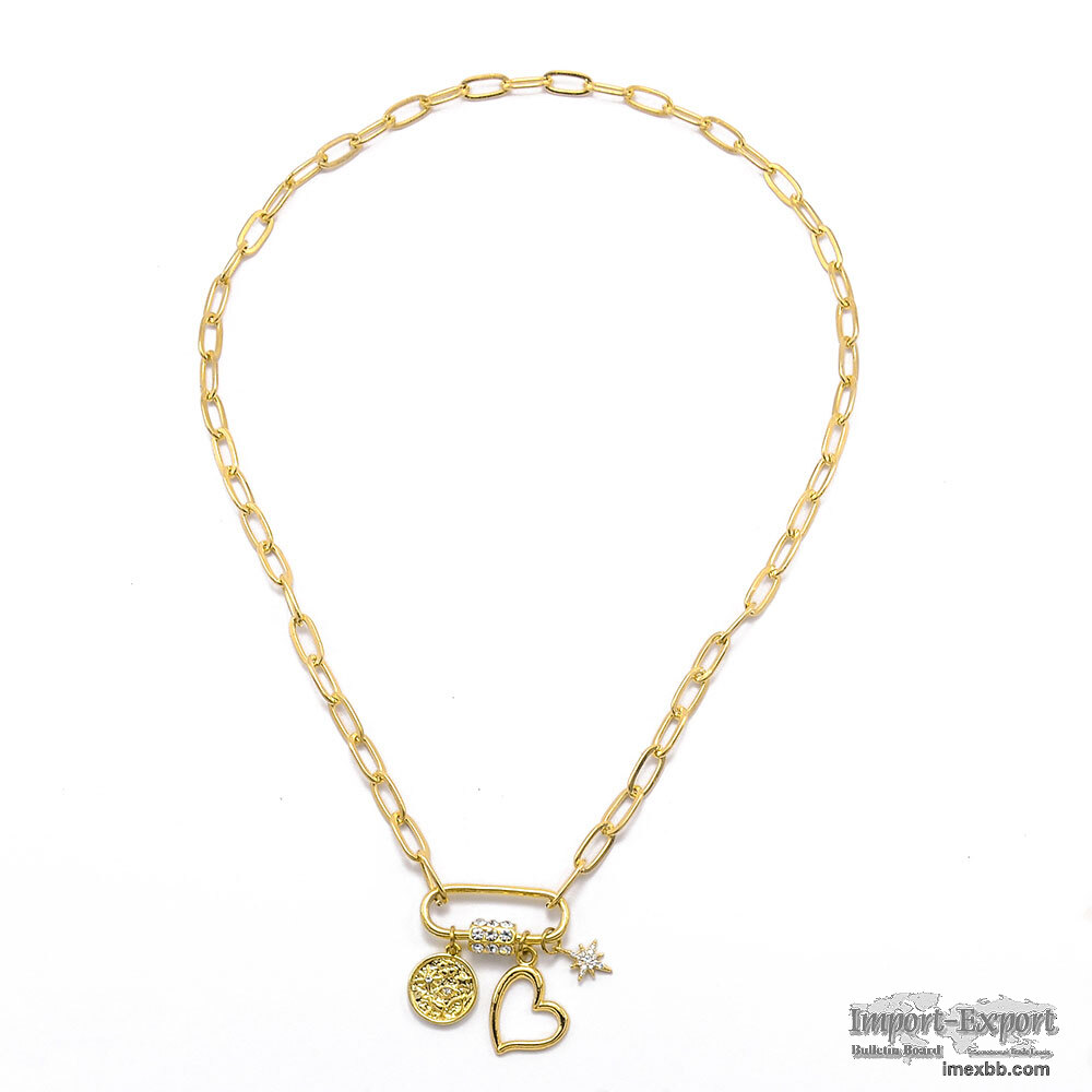 Carabiner Gold Chian Necklace