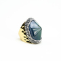 Green Agate Ring Gold Plated