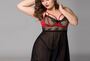 Floral Plus Babydoll Lingerie Cat 3x Women'S Plus Size Intimate Apparel