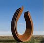 Modern Abstract Ring Rustic Abstract Corten Steel Sculpture Large Metal Sta