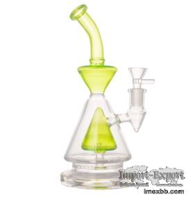4 Inches Base Green Jade Smoking Glass Bong 9.5 Inches Height