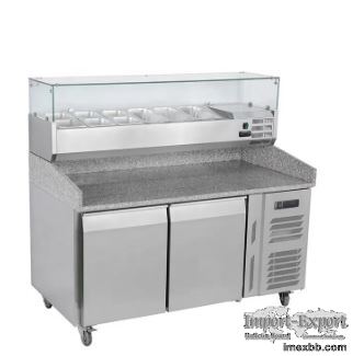 Marble Top Refrigerated Pizza Prep Table 260L With Salad Bar