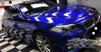 Glare Blue Gloss Car Vinyl Wrap Air Release Swipeable For Vehicle Advertisi