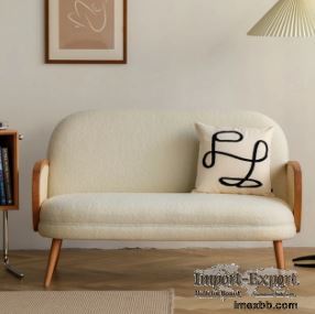 Solid Wood Rattan Modern Fabric Sofa Set Cloth Single Leisure Chair