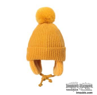 Multiple Colors PomPom Acrylic Cotton Warm Thermal Hat Beanie With Ear Cove