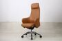 Aluminum Brown Ergonomic Office Leather Chair 70mm Gas Spring Executive Mes