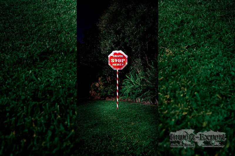 Solar Santa Stop Here Sign Multi