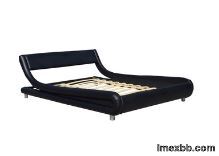 Black Faux Leather Bed Frame Headboard King Single Curved Headboard Bed Fra