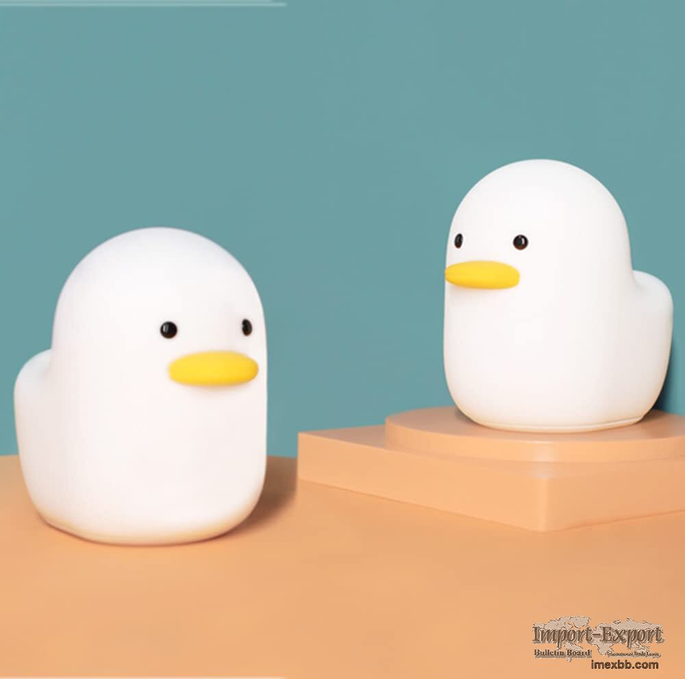 Tap LED Duck Night Light Cute Animal Silicone Nursery Rechargeable Table La