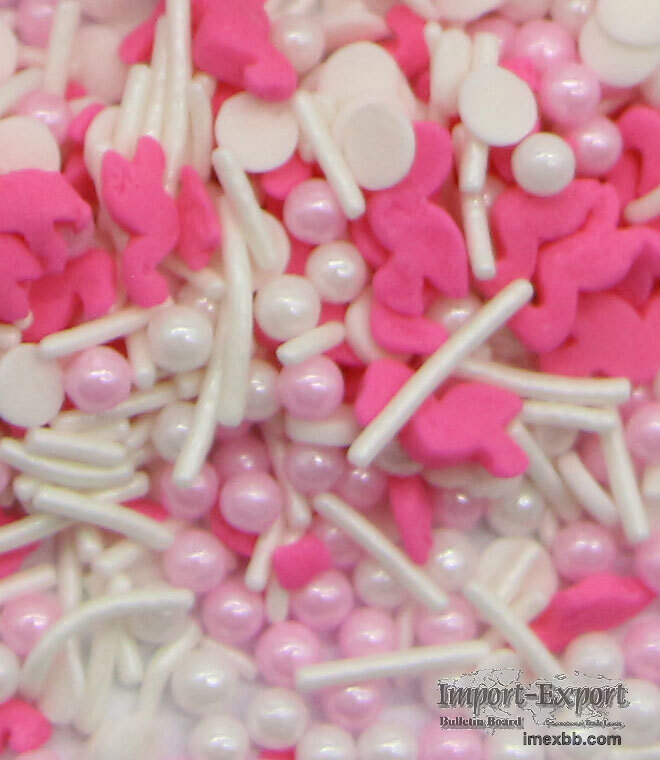 Flamingo Confetti With Jimmies And Sugar Pearls Sprinkles Mix