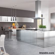 Simple Modern Stainless Steel Kitchen Cabinet Islands Style 2D 3D Drawing
