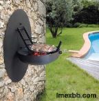 Decorative Wall Mounted Corten Steel BBQ Grill Fire Pit Retractable