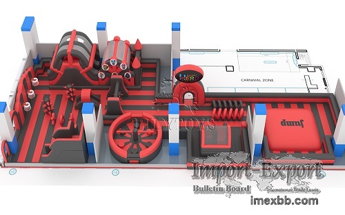Red And Black Carnival Indoor Inflatable Trampoline Park