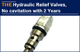 AAK hydraulic relief valve was 17% expensive, but no cavitation