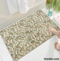 Lightweight Washable Chenille Bath Mat Polyester Toilet Rug Adhesive Backin