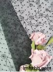 Fancy Tulle Flocked Lace Fabric Black Flower Embroidered Fabric
