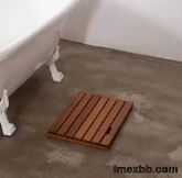 Sustainable 1.42 Inch Teak Bathroom Mat 23.62cm Length Non Slip Solid Wood 