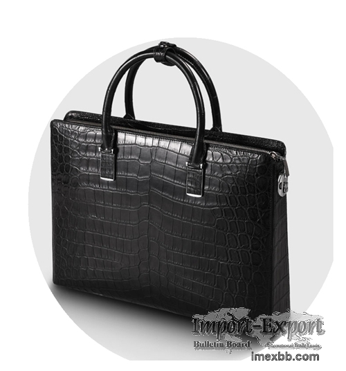 Nile Crocodile Leather Men's Bag Multi-Layered Portable Briefcase Leather 