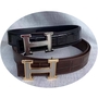 Belt Men And Women Crocodile Pattern H Letter Gold And Silver Buckle Double