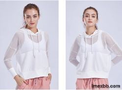 Polyester Spandex Women Fashion Sportswear Transparent Mesh Workout Shirt W