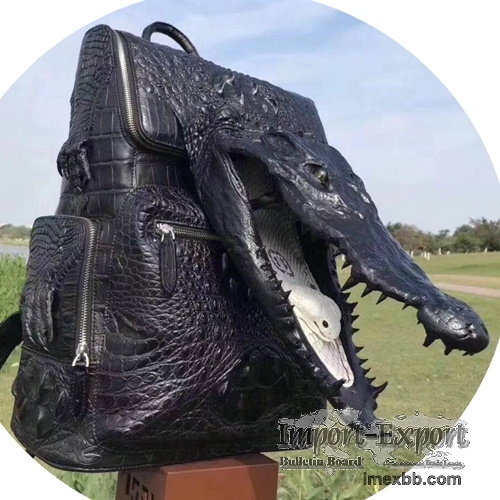 Thailand Crocodile Leather Men's Backpack Large Capacity Business Casual 
