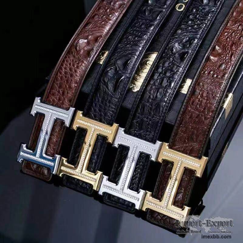 Authentic Crocodile Leather Belt Men's Genuine Leather Pin Buckle Genuine