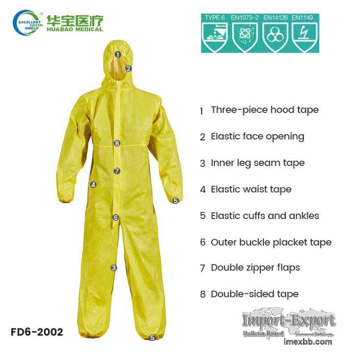 FD6-2002 Hooded Protective Coverall      Type 6 Coveralls     