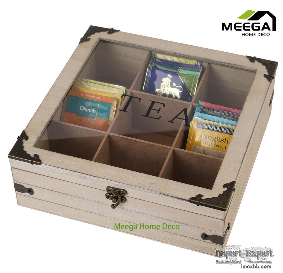 Wooden Tea Box Organizer
