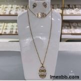 Bee Nest Rhinestone Necklace Bracelet Set K Gold Plated Stainless Steel Jew