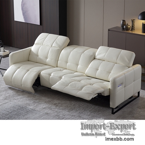 Italian-Style Sofa Electric Function Leather Sofa Three-Seat Modern Living 