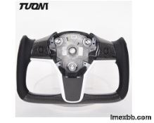 Racing Perforated Leather Tesla Carbon Fiber Steering Wheel Model 3 Y X S