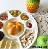 9 Divided Round Biodegradable Bagasse Tableware Party Plates Greaseproof