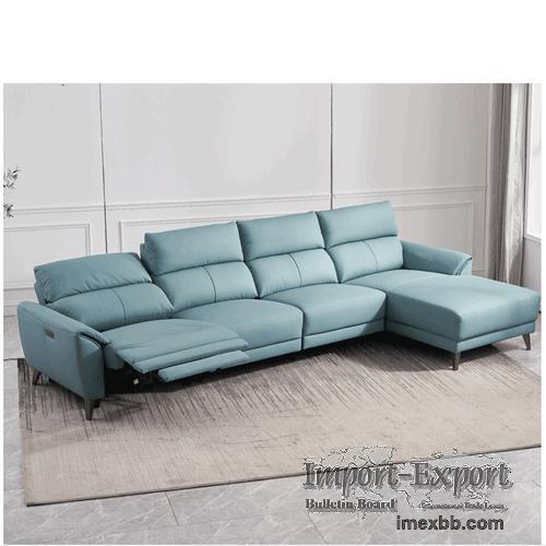 New First Layer Cowhide Functional L-Shaped Chaise Longue Sofa Modern 