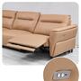 New Modern Minimalist Straight Three-Seat Leather Sofa Living Room 