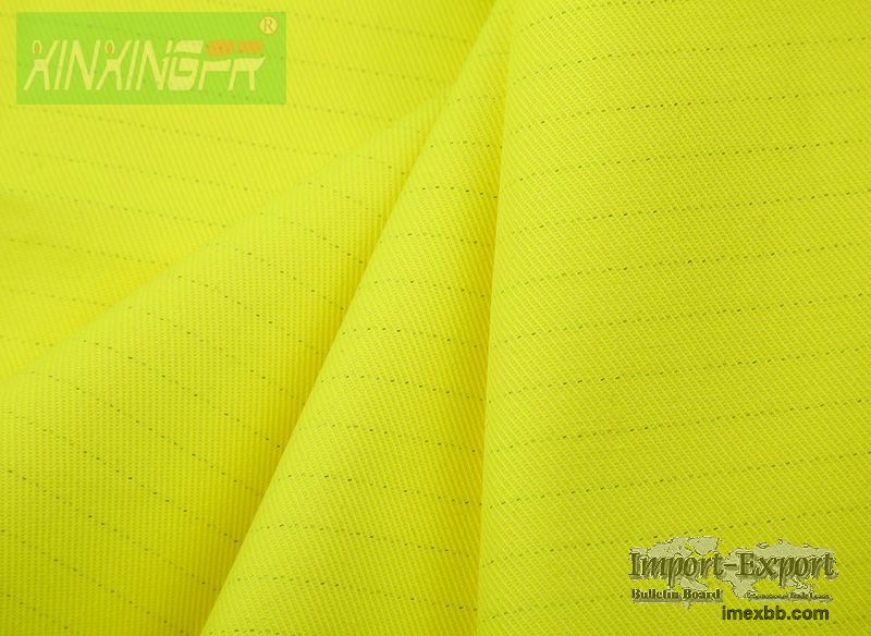 350gsm CVC60/39/1 FR AST water repellent Hi-Vis fluorescent yellow fabric 