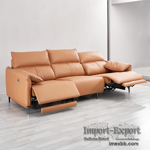 New Modern Minimalist Designer Leather Sofa Straight Row Living Room