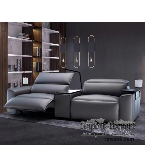 New Italian Minimalist Leather Coffee Table Sofa Combination Living Room 