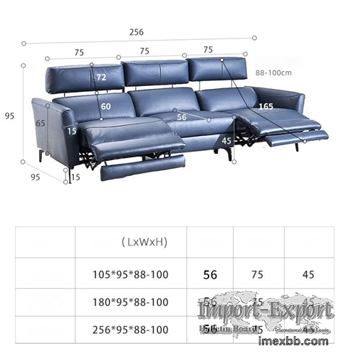 Top Layer Cowhide Three-Seat Functional Stretch Sofa Living Room Leather