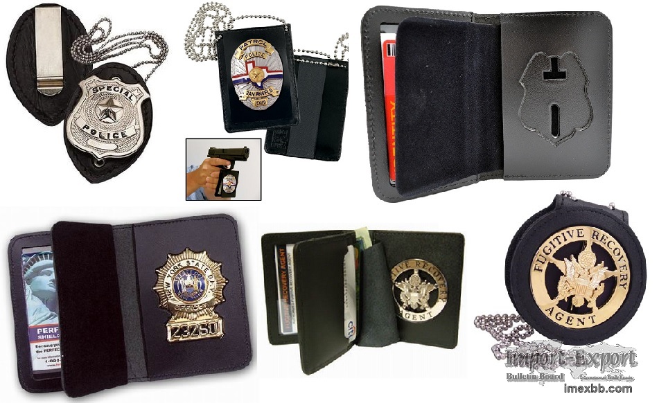 Leather Badge Holder Wallet, ID Card Holder, Badge Cases