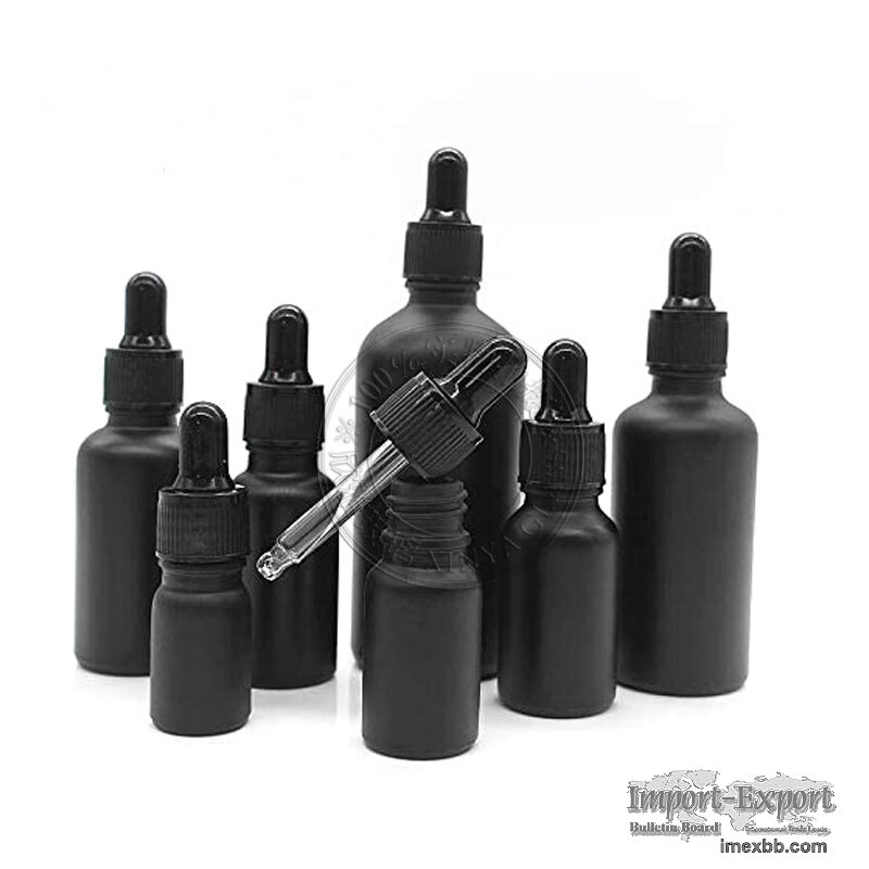 black essential oil bottle serum dropper bottle skincare cosmetic packaging