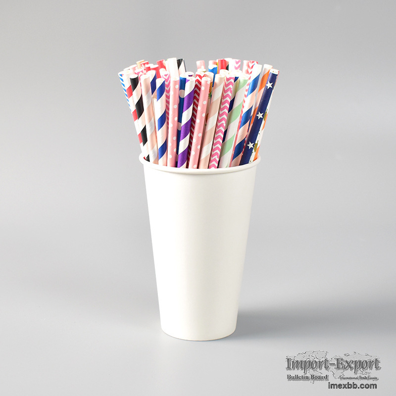 Paper Straws 100-Pack Biodegradable, Stripe Paper Straws