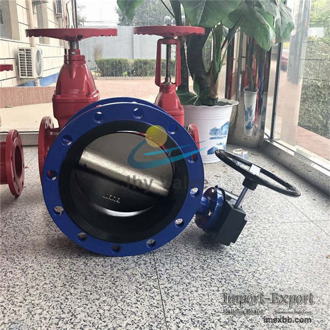 Ductile Iron Cast Iron Worm Gear Double Flange Butterfly Valve