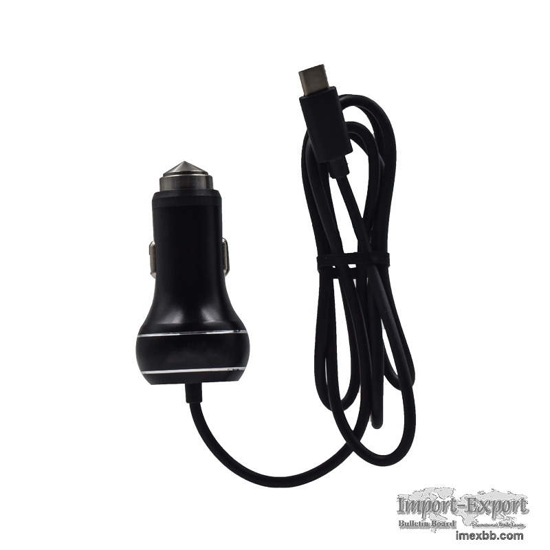 USB-C Car Charger with 18W USB-C Cable and 12W USB-A Port