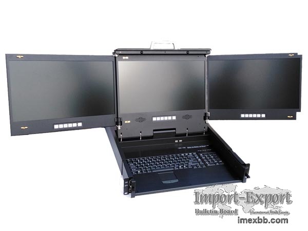 rackmountable monitor Triple 17.3 inch wide screen LCD Displ
